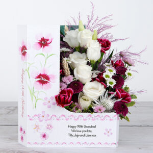 90th Birthday Flowercard With Fresh Flowers (90 Happy Returns)