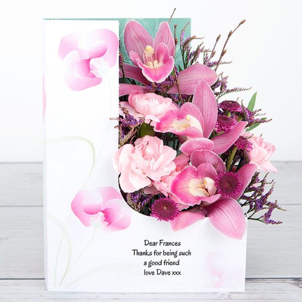 Orchids, Cymbidium, Santini and Eryngium Flowercard (Precious Orchid)